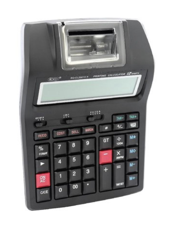 روكو آلة حاسبة بطابعة 12 رقم ،شاشة كبيرة ،أسود - www ...